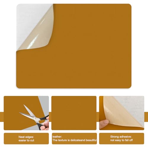 IANZE 2Pcs Leather Repair Patch, Self Adhesive Leather Repair Patch for Car Seats, Couches, Furniture, Sofa, Handbags, Office Chair (Tan) - color: Tan