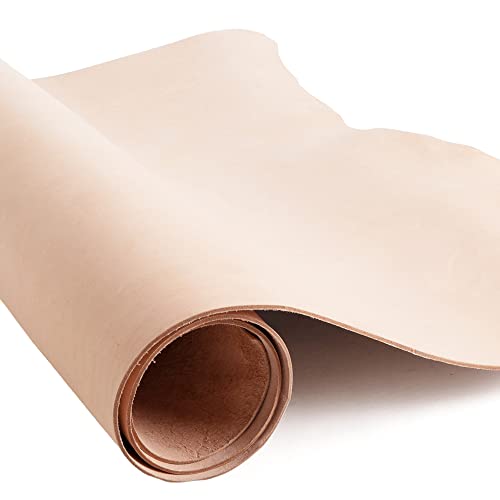 ELW Vegetable Tanned Leather Shoulder Pre-Cut 2.5-4 SQ FT | 8-9 oz. (3.2-3.6mm) Full Grain Leather Cowhide Craft Hobby Workshop Tooling, Repair, Carving, Dyeing, Engraving, Wet Molding - size: 2.5-4 SQ FT