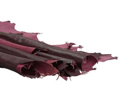 Tooling Leather Hides, Whole Nappa Antique Soft Lambskin Leather for Arts and Crafts - No Holes & Cuts | Quality Rawhide Leather 5-6 Sq ft (Pack of 4) - Burgundy - color: Burgundy, size: 4 Hide x 5-6 Sq ft