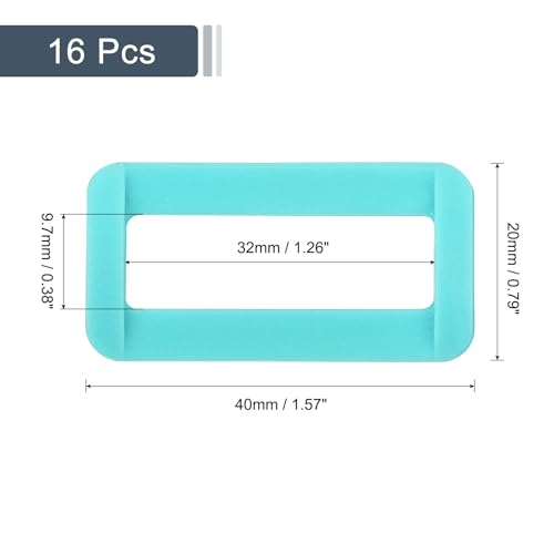 uxcell 16Pcs Plastic Rectangle Ring, Rectangle Slide Buckle, Webbing Belt Buckle Slide Loop for DIY Backpack Purse Strap - color: Sky Blue, size: 1 1/4"