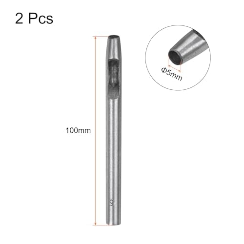 HARFINGTON 2pcs Hollow Punch for Leather 5mm Round Hole Punch Tool for Belt Puncher Carbon Steel Single Punch for Watch Belt Cut Leather Craft Rubber Paper Fabric Plastic Soft Material - size: 5mm