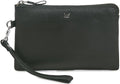 Leather Wristlet Wallet for Women Clutch Handbag Purse with Cell Phone Slot | Genuine Top Grain Leather, 8 Credit Card Slots, Detachable Strap, YKK Zipper, Gifts for Women - color: Black Nappa