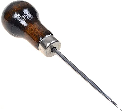 Pack of 2 Gourd Shape Leather Craft Cloth Wood Handle Scratch Awl Tool Pin Punching