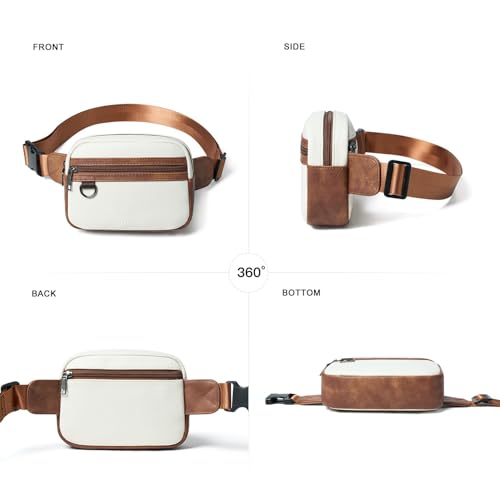 Leresas 2L Fanny Packs for Women Everywhere Belt Bag Chic Waist Pack Bag Crossbody Purse Faux Leather Travel Cycling Beige - color: Beige
