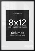 Homeforia 8x12 Black Picture Frame, High-End Metal, 6x8 Mat, Glass | High End Aluminum, Tempered Glass, Acid-Free 6x8 Removable Mat, 8x12 in Edge-to-Edge Display 12x8, Wall Kit, Set Of 1 - color: Carbon Black, size: 8x12