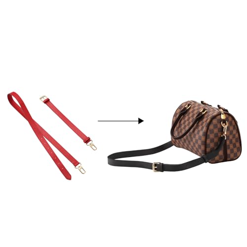 IBWell Genuine Leather Strap Replacement Crossbody Adjustable with Shoulder Strap Pads for Travel Duffel Bags - color: Red