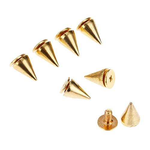 Punk Metal Rivets Screw For Handbag, Belt Shoes, Colored Metal Screw Back Rivet, Cone Spikes Screwback Studs, DIY Leathercraft Findings, 7X10MM, Gold - color: Gold