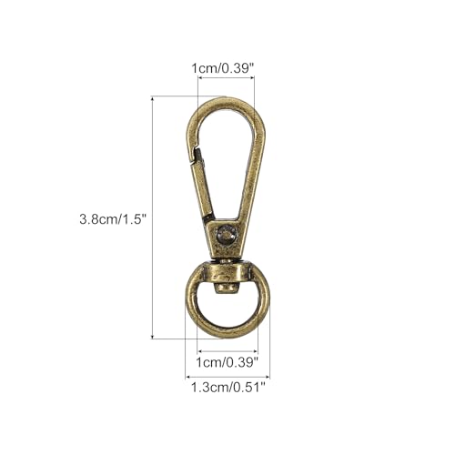 uxcell 12 Pcs Swivel Clasp Hooks, 0.39 Inch D Ring Swivel Purse Clips for Handbag, Purse Strap Hardware for Bag Making, Push Gate Lobster Clasp, Bronze - color: Bronze