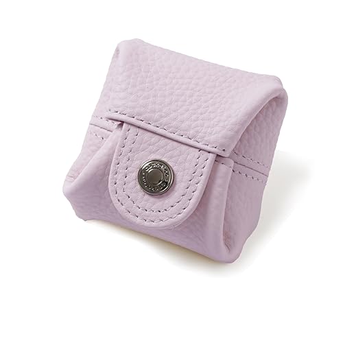 Cockatoo Genuine Leather Coin Pouch Change Holder, Mini Snap Pocket Wallet for Men Women (Macaron Pink, Large) - color: Macaron Pink, size: Large