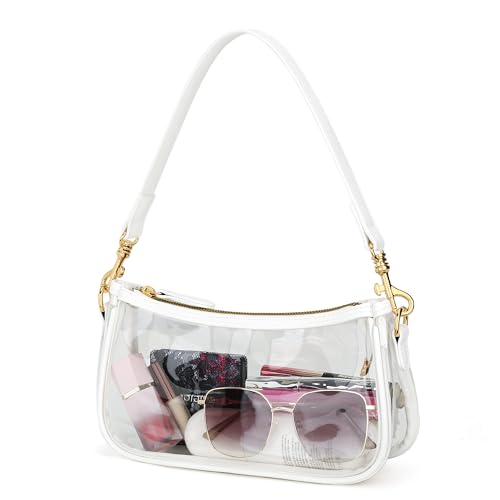KKXIU Small Black Purse for Women, Cute Mini Shoulder Bag Zipper Closure | 2 Removable Straps, Retro Underarm Bags, Classic Crossbody Bag, Handbag for Women - color: B-white