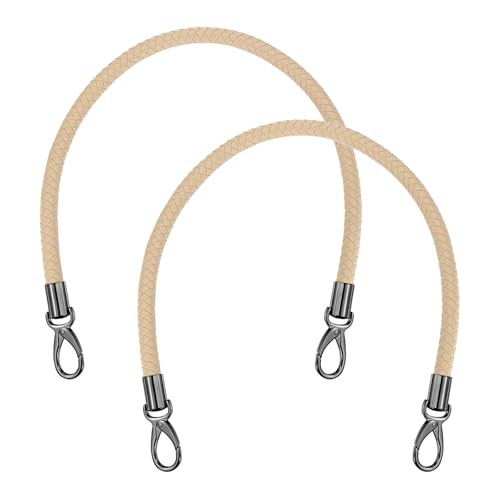 MECCANIXITY Braided Purse Strap, PU Leather Purse Strap Handle Replacement for Handbag Tote Underarm Bag Making - color: Apricot Beige