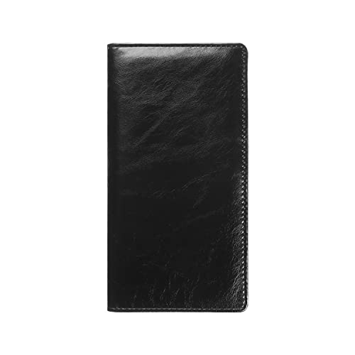 Leather Checkbook Cover for Men Women RFID Blocking by GNEGNI - color: Waxy Black