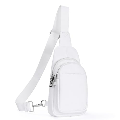 befen Genuine Leather Sling Bag for Women Anti-Theft Crossbody Chest Bags Fanny Packs for Travel with RFID Card Slots | Real Leather, Anti Theft, RFID Blocking, 3 Card Slots, Anti Pocket Bag, Multi Pockets, Travel Purse - color: White