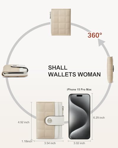 BOSTANTEN Small Wallet for Women RFID Blocking Leather Compact Card Holder | Zipper Coin Pocket, Bifold, Minimalist, Fits Small Purses, Travel, Quilted, Perfect Gifts, Beige＆khaki - color: PU Leahter-Beige＆khaki
