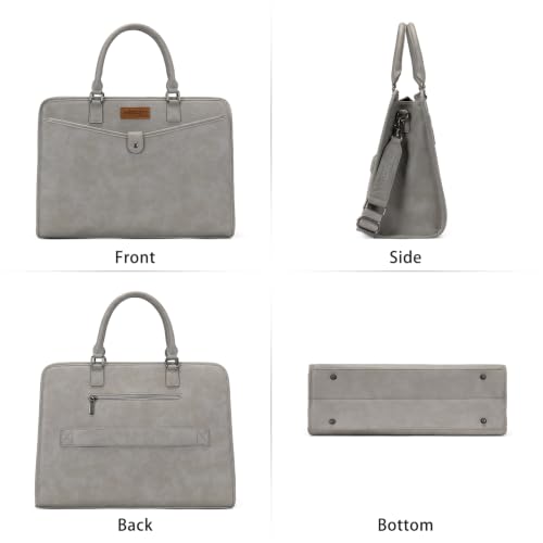 Wrangler Laptop Tote Bag for Women Fits 15.6 In Laptop for Travel and Work | Multi-compartment Organizer, Detachable Adjustable Shoulder Strap, Scratch-resistant Waterproof，Metal Feet on the Base - color: Gray