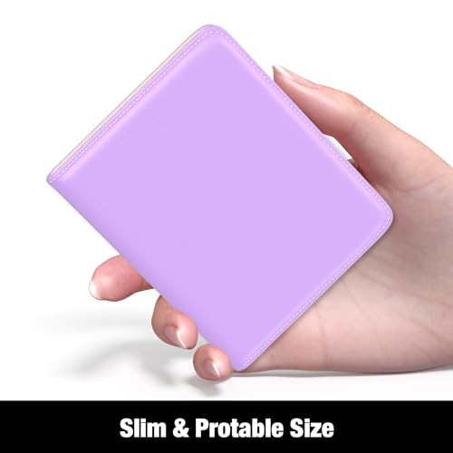 Rouidr Womens Wallet, RFID Small Slim Wallet for Women, Cute Bifold Leather Pocket Credit Card Holder Ladies Mini Purse with Zipper Coin Pocket & ID Window, Purple - color: A-Purple