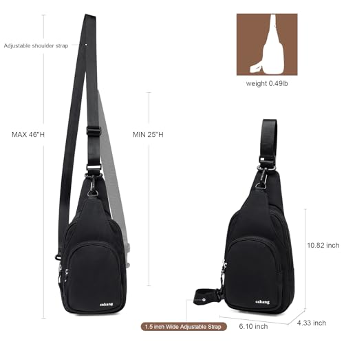 cakang Womens Sling Bag Crossbody Bags for Women Vegan Leather Sling Backpack Daypack Fanny Pack Crossbody Purse Travel - color: 6-black-small