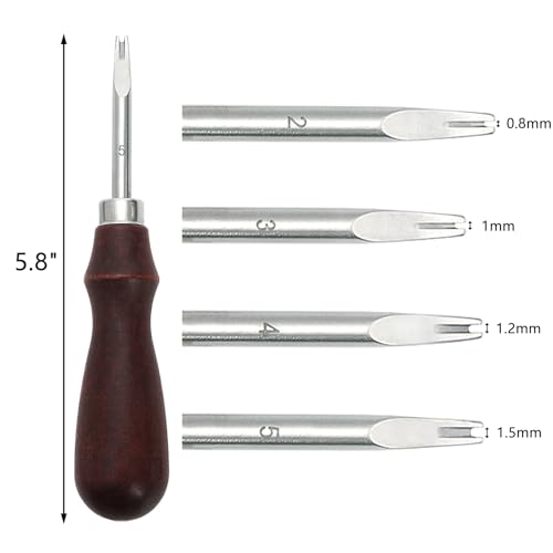 ZEAYEA 6 Piece Leather Knife Set, Including 4 Edge Beveler, 1 Skiving Knife and 1 Sandalwood Burnisher, Leather Craft Tool Set for Craft Cutting, Shoe Repair, DIY Projects