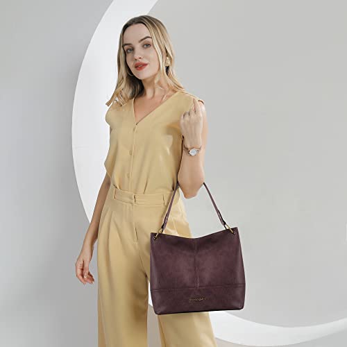 Purses for Women Hobo Bags Slouchy Shoulder Bag Tote Handbags | Stylish for Everyday Use, Zip-top Closure, Back Anti-theft Pocket, 3 Inner Pockets, Comfortable Wide Strap for Dating Errands - color: A-burgundy Brown