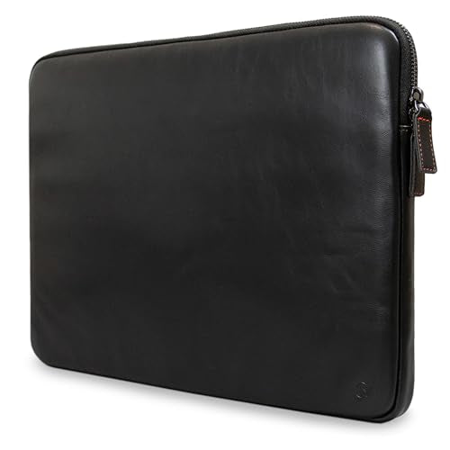 Casemade Real Leather Laptop Case/Zipped Folio Bag with Inner Pocket & Wool Lining Compatible with Apple MacBook, HP, Dell, Asus, Levovo (16 Inch - Black) - color: Black, size: 16 Inch