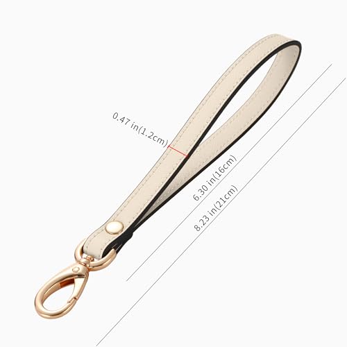 Genuine Leather Wristlet Strap - Universal Hand Lanyard Replacement - color: Gold - Off White