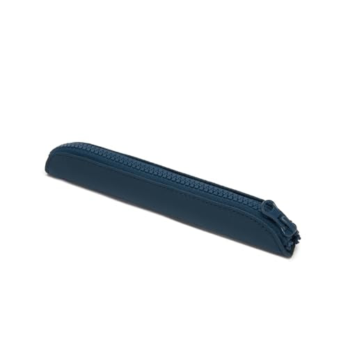 Slim Pencil Case Skinny Pen Case Pen Pouch (Oxford Royal Blue) | Silver zipper; tough wipe-clean Oxford fabric; holds gel writers and a stylus; fits binders planners and backpacks - color: Royal Blue