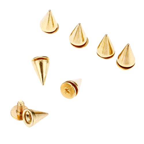 Punk Metal Rivets Screw For Handbag, Belt Shoes, Colored Metal Screw Back Rivet, Cone Spikes Screwback Studs, DIY Leathercraft Findings, 7X10MM, Gold - color: Gold