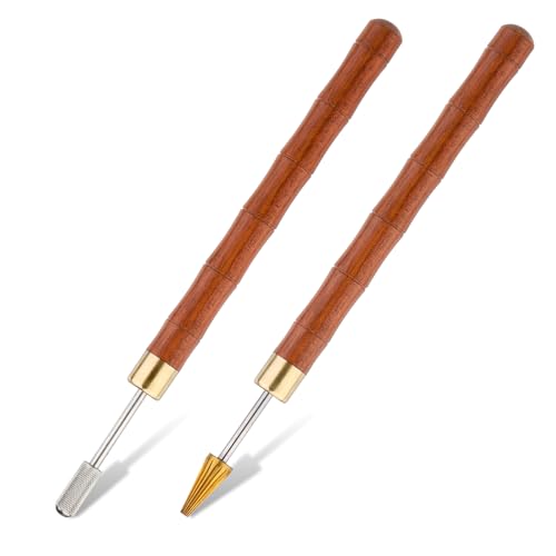 Jmuiiu 2 Pcs Leather Edge Dye Pen, Leather Edge Printing Tool for Craft | Red Brown Colors Edge Roller Pen Applicator, Edge Coating