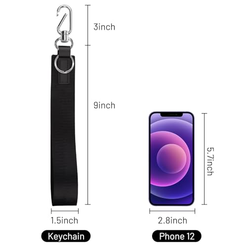 Wristlet Keychain for Women Men Key Chain Holder Wallet Holder ID Badge Holder Wrist Lanyard Strap for Keys - color: 1 Black