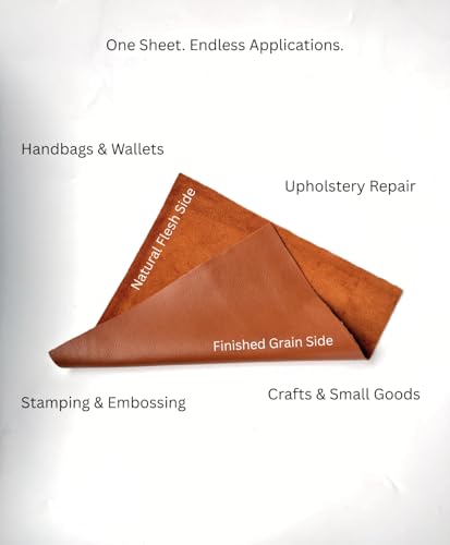 Natural Grain Cow Leathers: 12'' x 12'' Pre-Cut Leather Pieces (Cognac, 1 Piece) - color: Cognac, size: 1 Piece