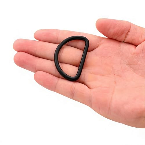 1.5" Metal D-Rings, D-Shaped Buckles for DIY Craft, Bag Strap & Purse Repair - color: Black X 16 Pcs