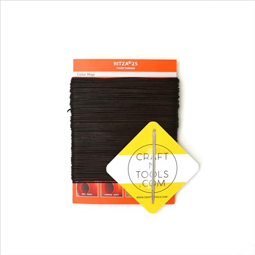 Brown 1.2mm RITZA 25 Tiger Thread for Leather Craft | Waxed Polyester Saddlers Thread - color: 1,2 mm - Brown - 50 meters