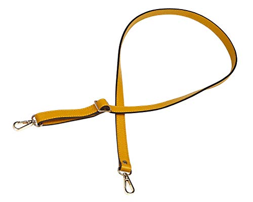 VanEnjoy Full Grain Genuine Leather Adjustable CrossBody Strap Replacement for Bag Purse, 0.7" Wide,26-51" Long - color: Yellow