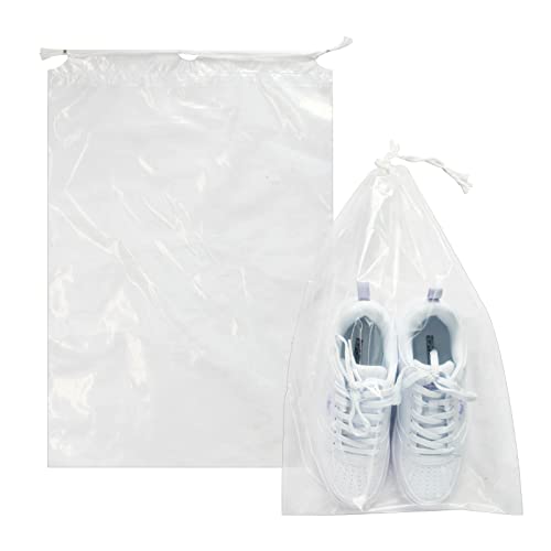 100 Pack 12x18 inch Plastic Drawstring Bags Transparent Shoe Bags - color: 12x18 inch