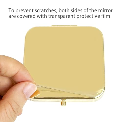 Small Compact Mirror, Gold Square 2.8”×2.8” Metal Frame Smooth Style Double Sided Mini Magnifying 1X/2X Mirror for Purse Can be Used as Gifts for Woman (Gd01) - color: Gold01