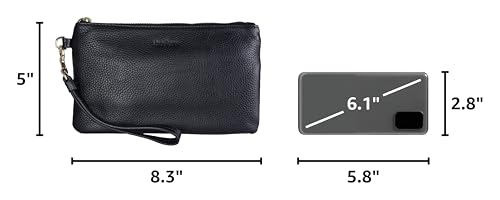 befen Genuine Leather Wristlet Clutch RFID Blocking Bag Cell Phone Purse | Cell Phone Wristlet Clutch for Women, Small Wallet Purses with RFID Blocking Card Slots - color: Black