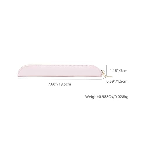 Slim Pencil Case Skinny Pen Case Pen Pouch (FL Pink) | Smooth gold zipper; wipe-clean faux leather; fits a few gel writers and a stylus; slips into planners backpacks and totes - color: Pink