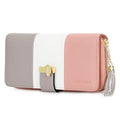 Pomelo Best Womens Wallet Bifold Rfid Blocking Multi Card Holder | Large Capacity, 11 Card Slots, 3 Receipt Pockets, 2 Cash Compartments, Zipper Coin Pocket, Id Window, Soft Leather - color: Pink/White/Grey