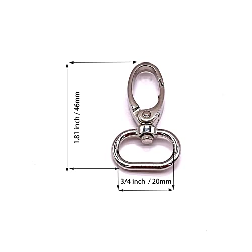 3/4 Inch Swivel Lobster Clasps Metal Silver 20pcs for Purses Bag | 20mm Swivel Snap Hooks for Crossbody Bag Backpack Handbag Dog Collars Hardware Keychain Lanyard Strap Craft Making - color: Silver, size: 3/4 inch