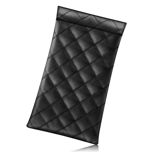 FINTIE Soft Eyeglasses Case with Cleaning Cloth, Squeeze Top Glasses Pouch | Sunglasses Eyewear Bag, Vegan Leather, For Reading /Prescription Glasses Storage, For Women Daily Carry - color: Black Lattice
