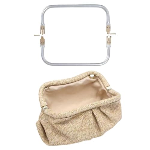 2PCS Purse Frame Kiss Lock Clasp Rectangle Lock Frame Metal U-Shaped Bag | CALINNL Handle Purse Hardware for DIY Handle Bag Making Supplies Crochet Purse Accessories 11.02"*3.54" - size: 28*9cm/11.02*3.54in