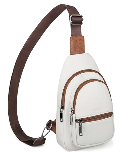 Sling Bag for Women, Crossbody Waist Pack Chest Purse Travel Beige | Crossbody Purse with Dual Zipper Main Compartment,6 Pockets & 4 Card Slots, Reversible Design, Travel & Daily Use - color: Z-beige Brown