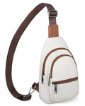 Sling Bag for Women, Crossbody Waist Pack Chest Purse Travel Beige | Crossbody Purse with Dual Zipper Main Compartment,6 Pockets & 4 Card Slots, Reversible Design, Travel & Daily Use - color: Z-beige Brown