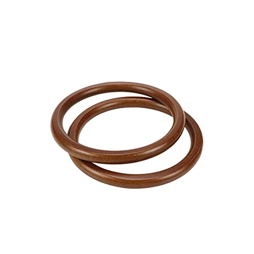 2PCS Round Wooden Purse Handle Making Handbags Replacement for Handmade Bag Handles 5.51 Inch (Dark Brown)