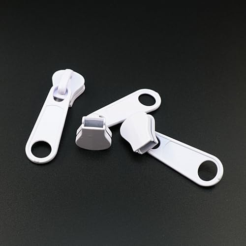 #10 White Pulls for Resin Plastic Zipper for Jacket Luggage Purses Bag Bulk | Leekayer 15PCS Large Sliders for White Metal Slider for Zipper Repair - color: White, size: #10-Single Pull