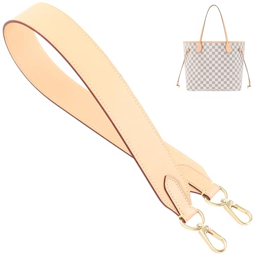 jiesinlov Vachetta Leather Straps Replacement Bag Shoulder Strap for Neverful Tote Handbag(W1.5in,L35.4in-Apricot) - color: W1.5in,l35.4in-apricot