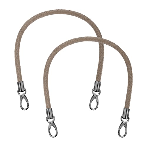 MECCANIXITY Braided Purse Strap, PU Leather Purse Strap Handle Replacement for Handbag Tote Underarm Bag Making - color: Gray-brown