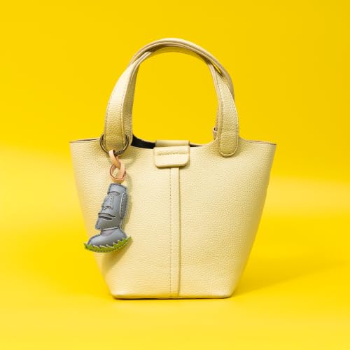 Travel Icon Leather Charm Keychain - Hand-Sewn Bag Charm for Car, Backpack Decoration, Gift for Women Men Kids - color: Moai