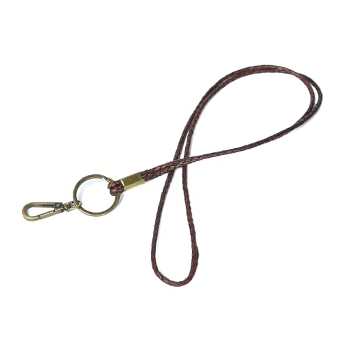 GENIQUE leather lanyards for id badges, key leather lanyard, 21 inch length lanyard leather for keys, id badges, flash drive - color: Antique Brown Distressed