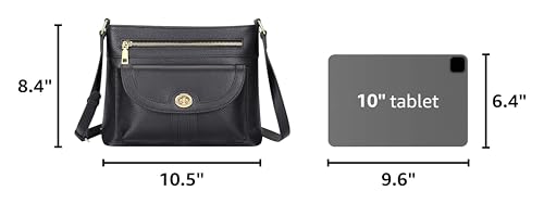 Over Earth Genuine Leather Crossbody Bags for Women Square Trendy Purses | Leather Shoulder Handbags with Card Slot, Adjustable Strap 20.8"-24.65", Fits 9.6" ipad for Work/Daily - color: Black Rp
